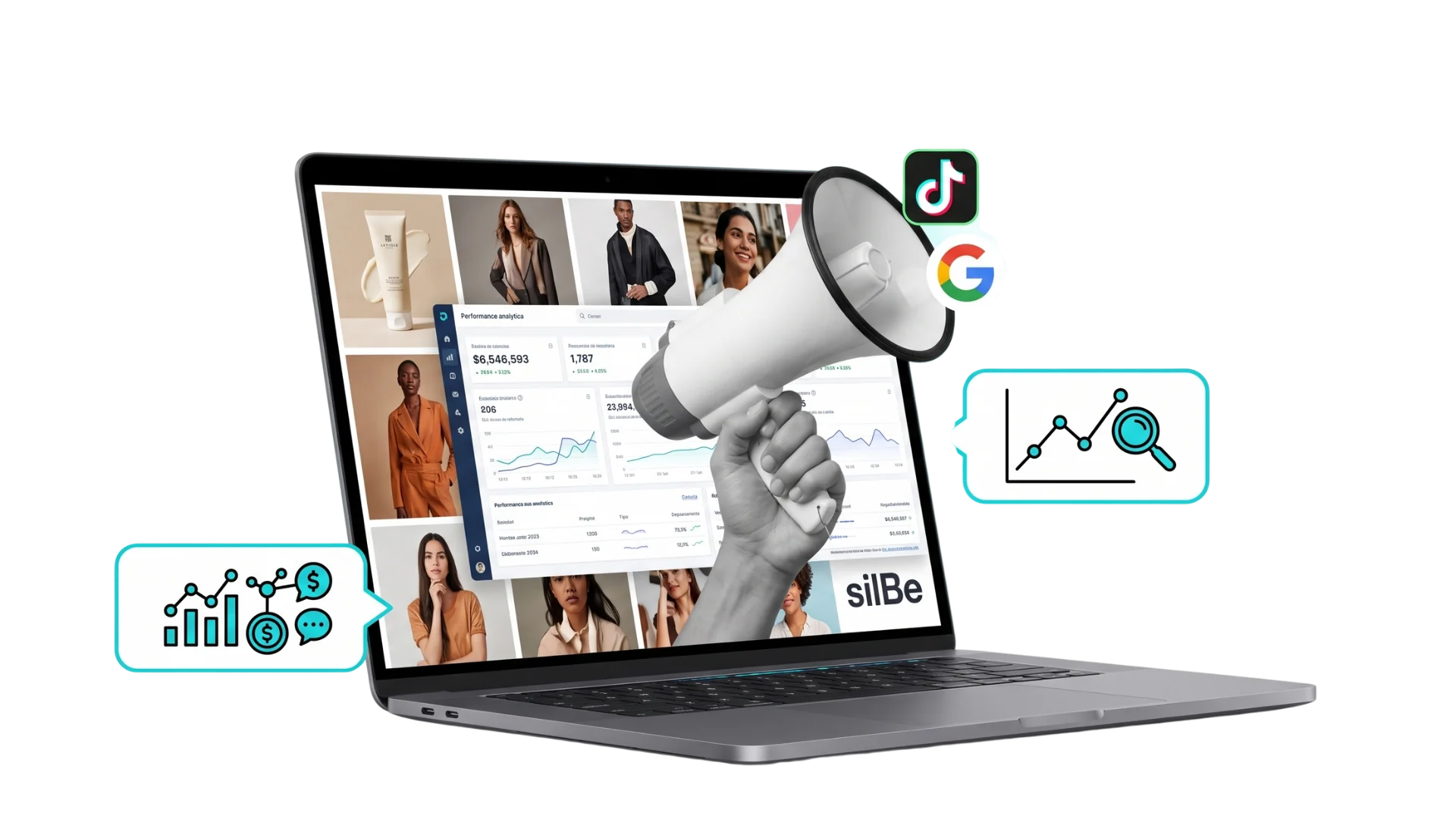 Dashboards de campañas en Meta, Google y TikTok